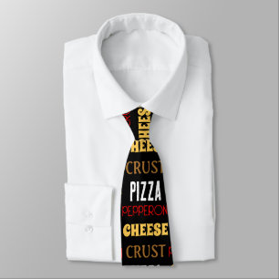 Cool fun pizza pepperoni cheese crust text pattern tie