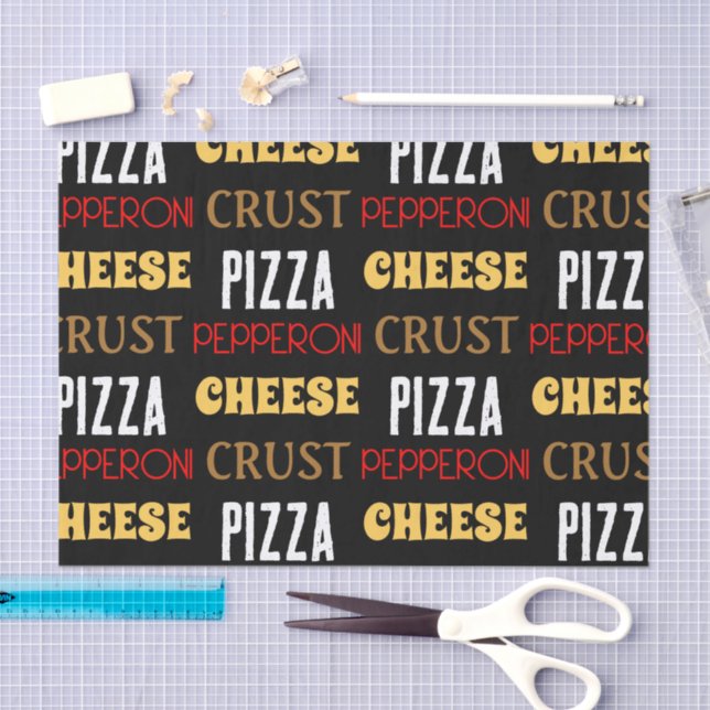 Cool fun pizza pepperoni cheese crust text pattern tissue paper (Craft)