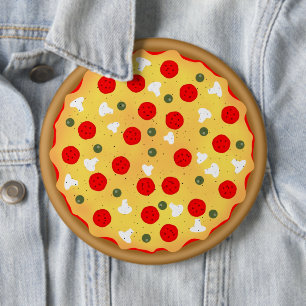 Cool fun pizza pepperoni mushroom 6 inch round button