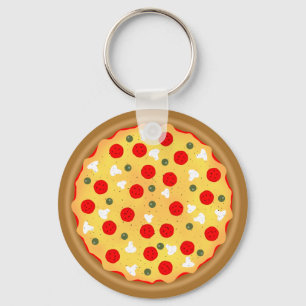 Cool fun pizza pepperoni mushroom capri leggings keychain
