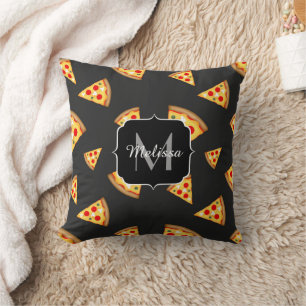 Cool fun pizza slices pattern Monogram PLdesign Throw Pillow
