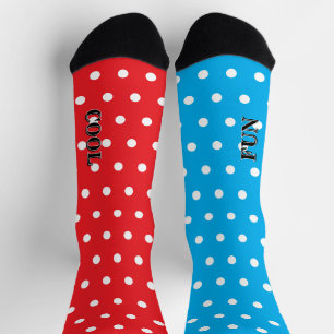 Cool Fun Red Blue White Polka Dots Mismatched  Socks