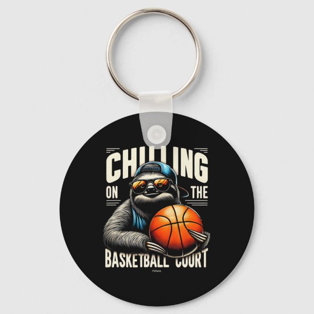 Cool Fun Sketll Sloth - Chilling On The Sketll Cou Keychain (Front)