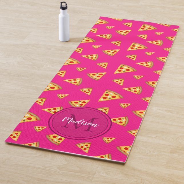 Cool fun slices pattern Monogram hot pink 2 Yoga Mat (In Situ)