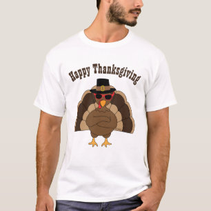 Cool fun turkey Happy Thanksgiving custom text T-Shirt