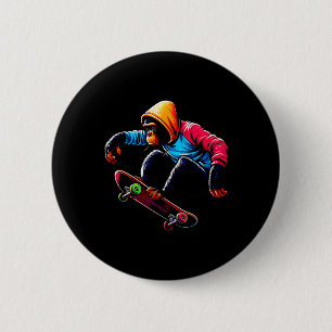 Cool Funky Bonobo Monkey Skateboarding Illustratio 2 Inch Round Button