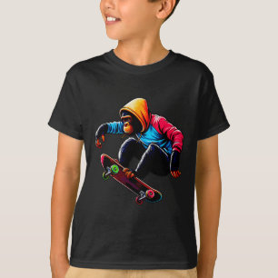 Cool Funky Bonobo Monkey Skateboarding Illustratio T-Shirt