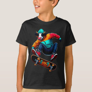 Cool Funky Cow Skateboarding Illustration Art 1 T-Shirt