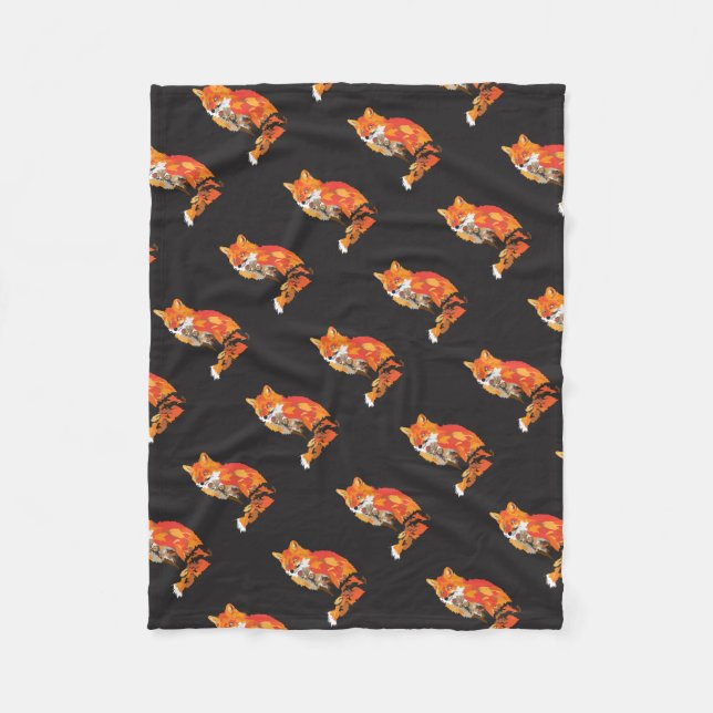 Cool Funky Fox Fleece Blanket (Front)