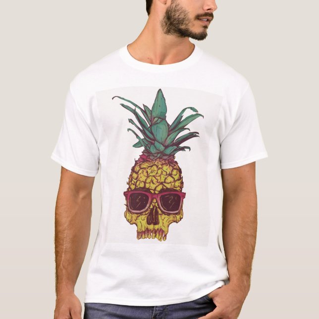 Cool Funky Geek Pineapple Punk Custom Colour T-Shirt (Front)