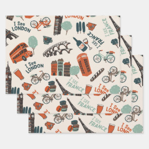 Cool & Funky "I See London, I See France" Pattern Wrapping Paper Sheet