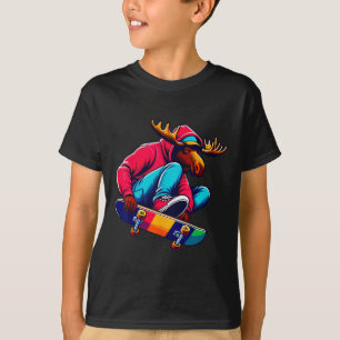 Cool Funky Moose Skateboarding Illustration Art 1 T-Shirt