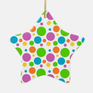 Cool Funky Multicolored Polka Dot Pattern Circle Ceramic Ornament