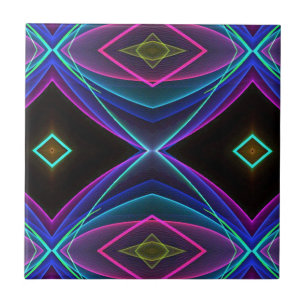 Cool Funky Neon Fluorescent Coloured Pattern Tile