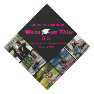 Cool Funny 5 Photo Sibling Friend  Graduation Cap Topper