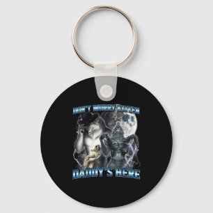 Cool Funny Alpha Wolf Meme Don't Worry Kitten Dadd Keychain