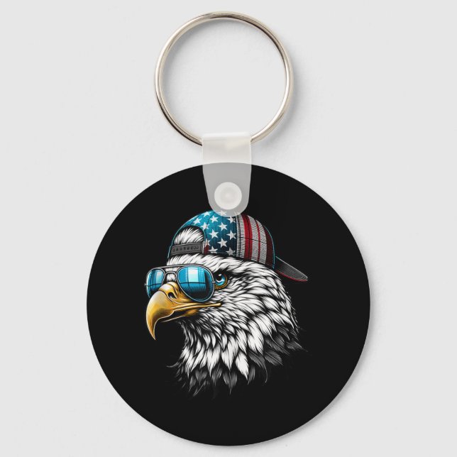 Cool Funny American Bald Eagle Inauguration Day Me Keychain (Front)