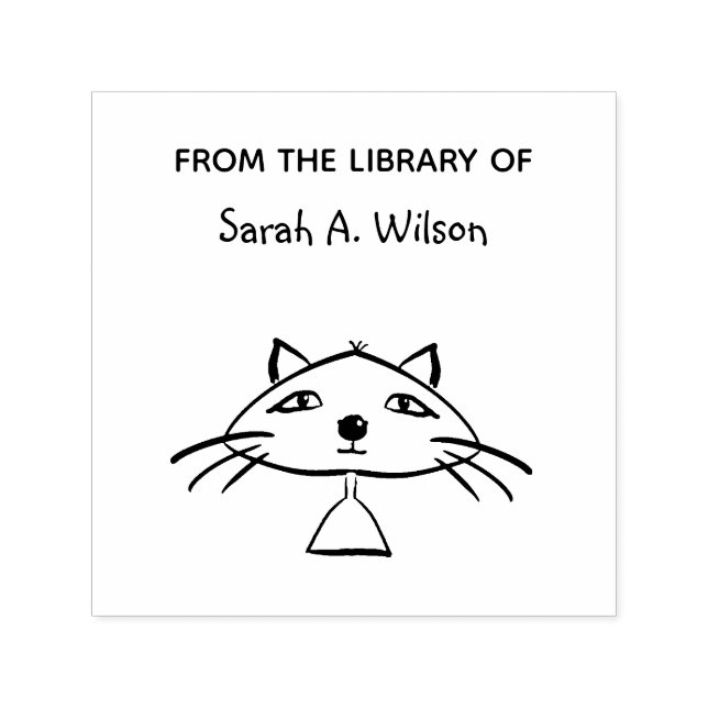 Cool Funny Art Cat From the Library Personalized  Self-inking Stamp (Design)