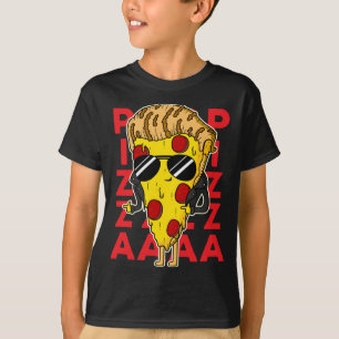 Cool Funny Cartoon Pizza Wearing Biker Clothes T-Shirt