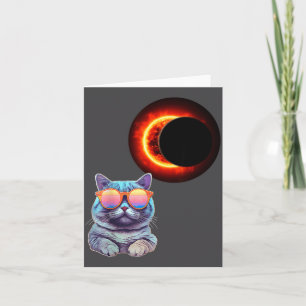 Cool Funny Cat Wearing Sungles Watching Solar Ecli Card