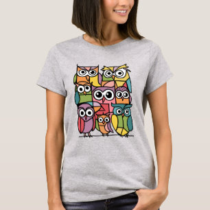 Cool Funny Colourful Owl Birds Abstract T-Shirt
