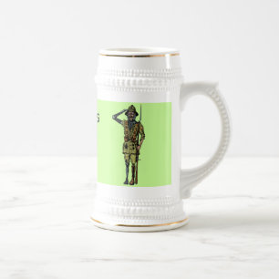Cool funny cyborg soldier beer mug design