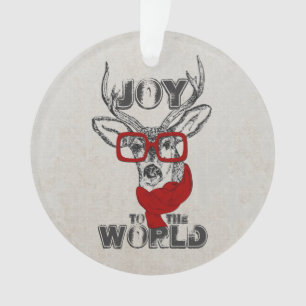 Cool funny deer sketch “Joy to the World” quot Ornament