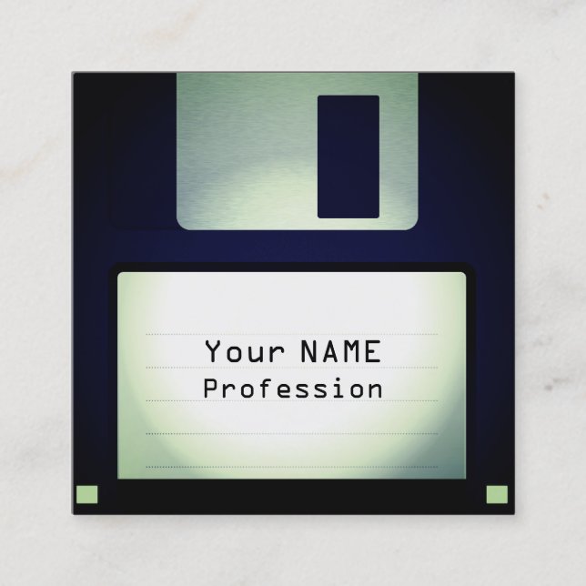 Cool funny floppy disc look square business card (Front)