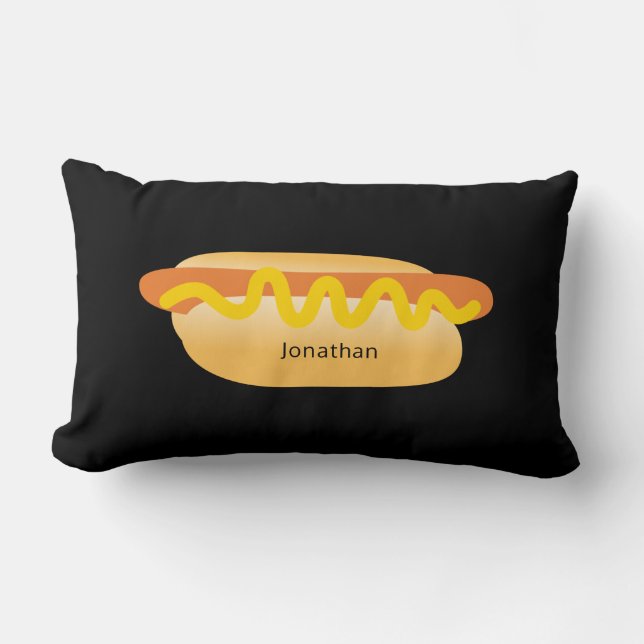 Cool Funny Hot Dog Novelty Custom Name Lumbar Pillow (Front)