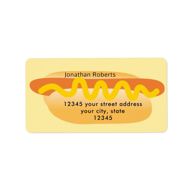 Cool Funny Hot Dog Yellow Return Address Label (Front)