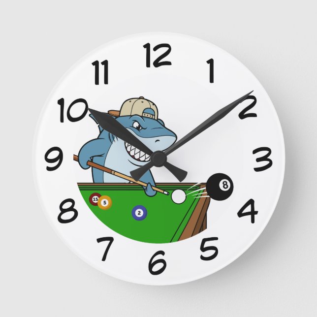 Cool Funny Man Cave Pool Shark Rebel Wall Clocks (Front)