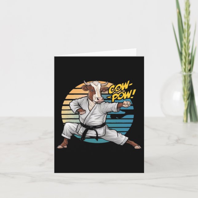 Cool Funny Martial Arts Cow Pow The Karate Cow In  Card (Front)