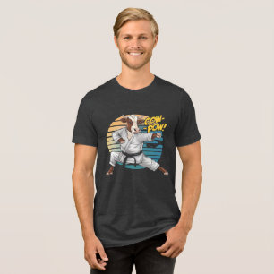 Cool Funny Martial Arts Cow pow The Karate Cow Tri-Blend Shirt