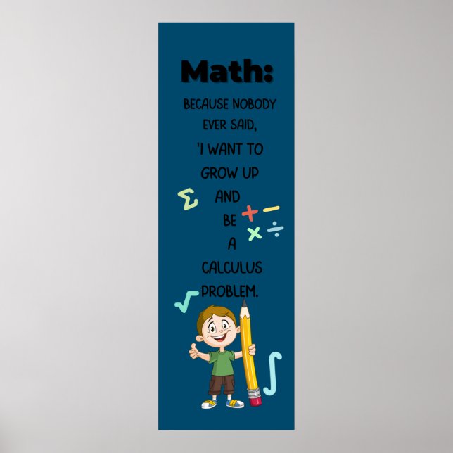 Cool Funny Math Poster Citations pour décoration d (Devant)