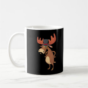 Cool Funny Moose Hat Moustache Animal Lover Coffee Mug