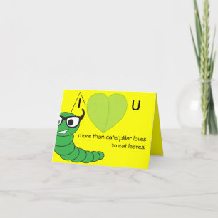 Cool funny nerdy caterpillar Valentine's Day Holiday Card