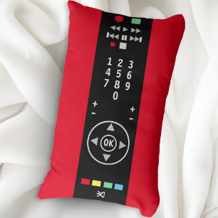 Cool Funny Novelty Red and Black TV Remote Control Lumbar Pillow