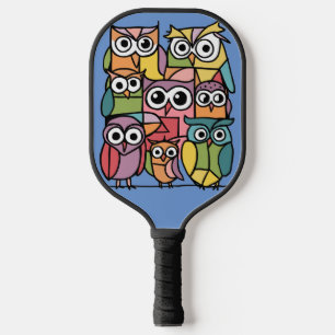 Cool Funny Owls Abstract Pickleball Paddle