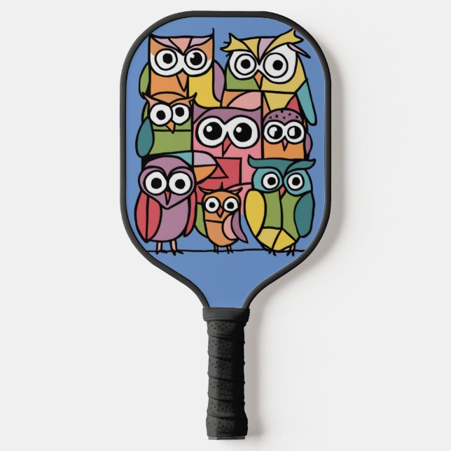 Cool Funny Owls Abstract Pickleball Paddle (Front)