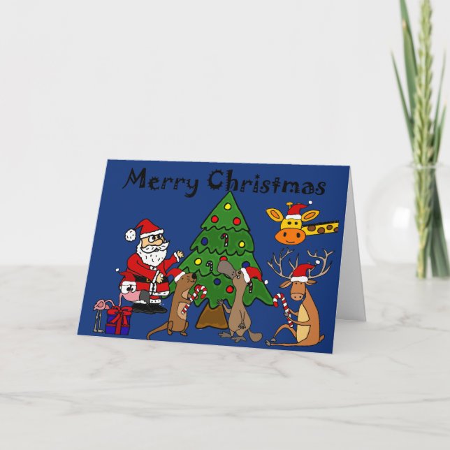 Cool Funny Père Noël et amis Joyeux Noël Carte (Devant)