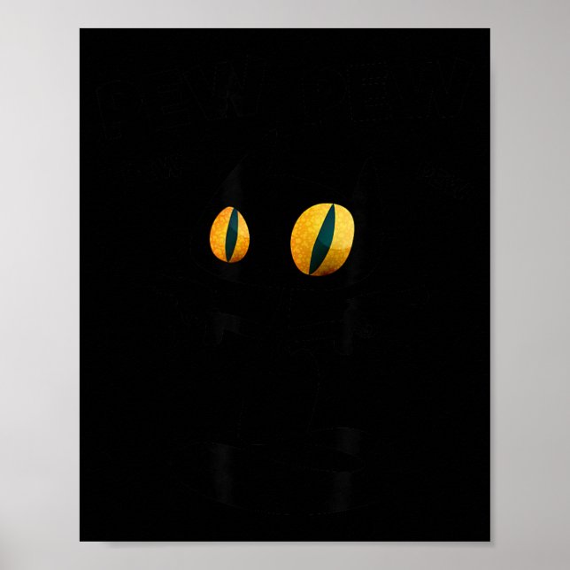 Cool Funny Pew Pew Halloween Black Cat Graphic Poster (Front)