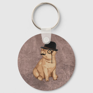 Cool funny piglet investigator cartoon keychain