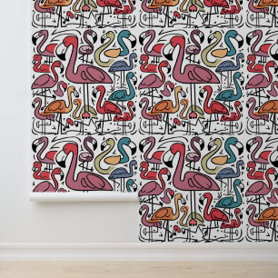 Cool Funny Pink Flamingo Birds Abstract Wallpaper