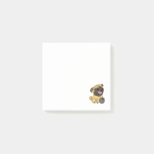 Cool Funny Pug Dog Bowling Cartoon Post-it Notes