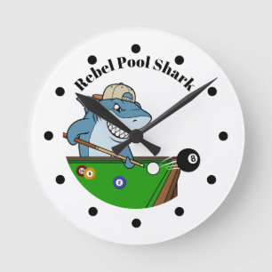 Cool Funny Rebel Pool Shark Wall Clocks