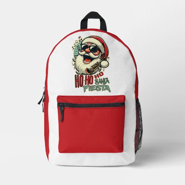 Cool funny Santa Claus with sunglasses - Ho-ho-ho Printed Backpack (Front)