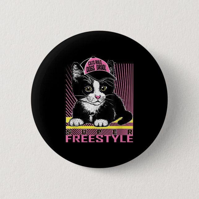 Cool Funny Sarcastic Cats Meme Quotes Cartoon Grap 2 Inch Round Button (Front)