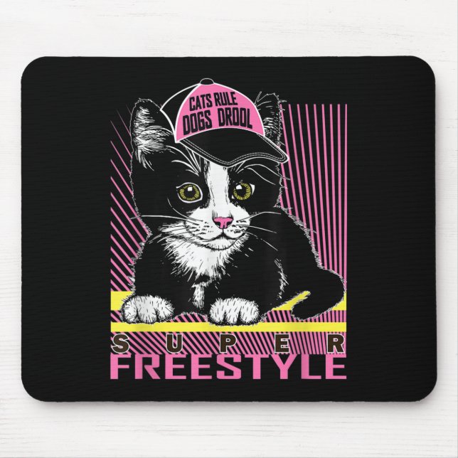 Cool Funny Sarcastic Cats Meme Quotes Cartoon Grap Mouse Pad (Front)