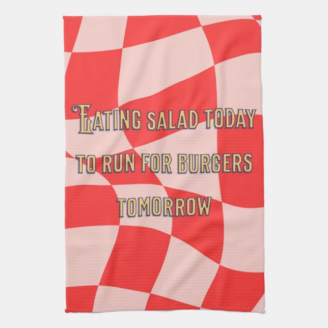 Cool funny saying Trendy wavy chequered Pink Kitchen Towel (Vertical)