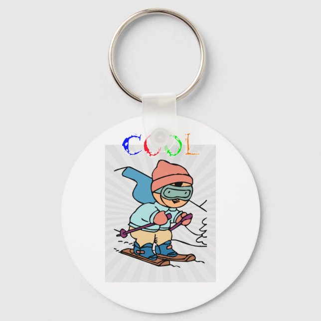 Cool Funny Skier | skiing designs | skiing funny Keychain (Front)